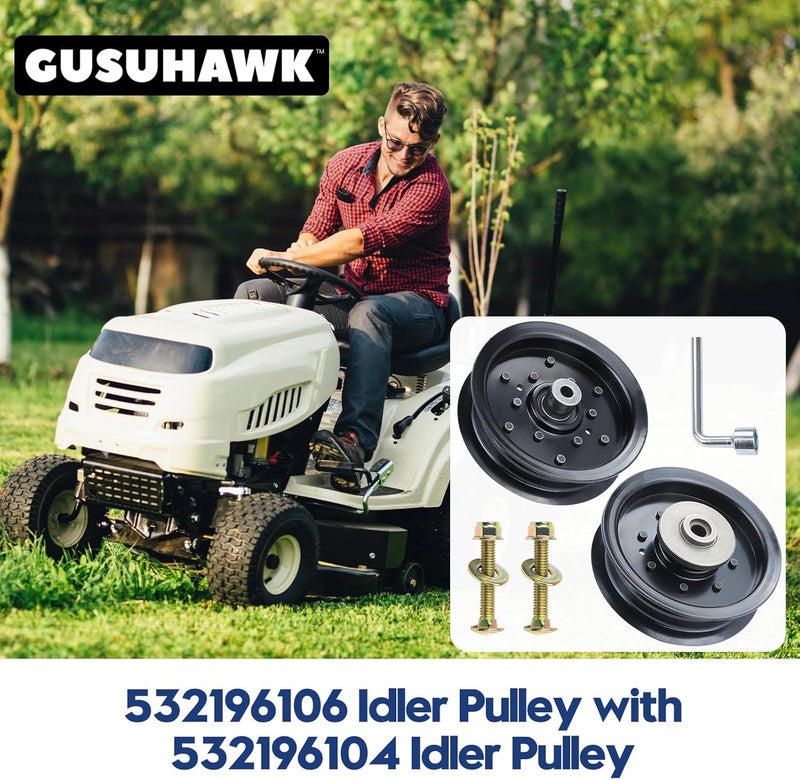 GUSUHAWK 532196106 Husqvarna Idler Pulley with 532196104 Idler Pulley Replaces Husqvarna 532196106, 532197379, 532197380, Craftsman 196106, 197379, 196104, 197380 for Z254, LGT2654, RZ5424 Lawn Mowers - Image 2
